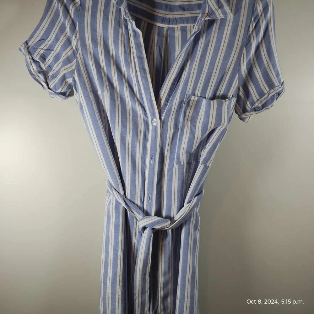 100% Rayon Shirt Dress stripe collared light so comfortable oversized Dynamite - Picture 13 of 16